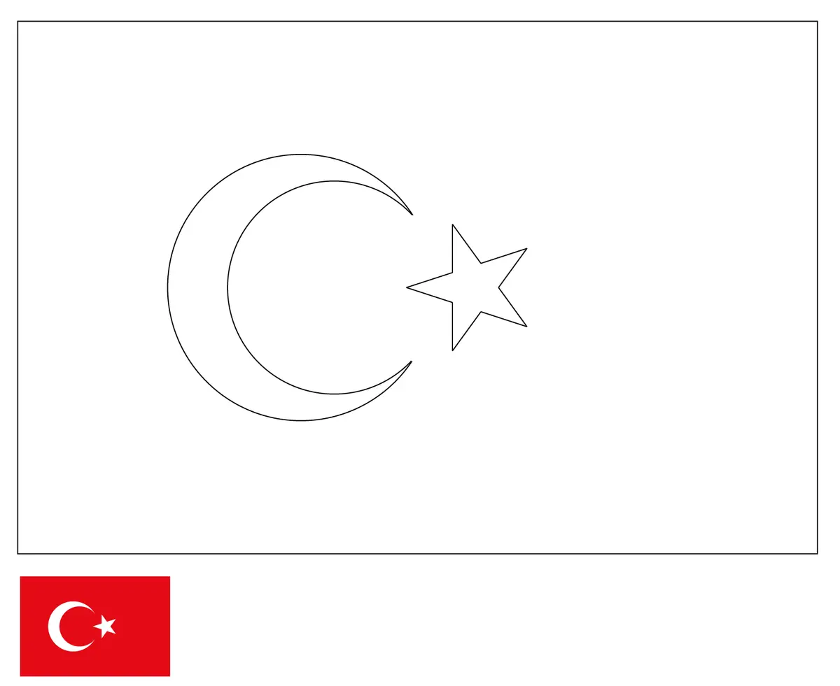 Ausmalbild Flagge der Türkei zum Ausdrucken