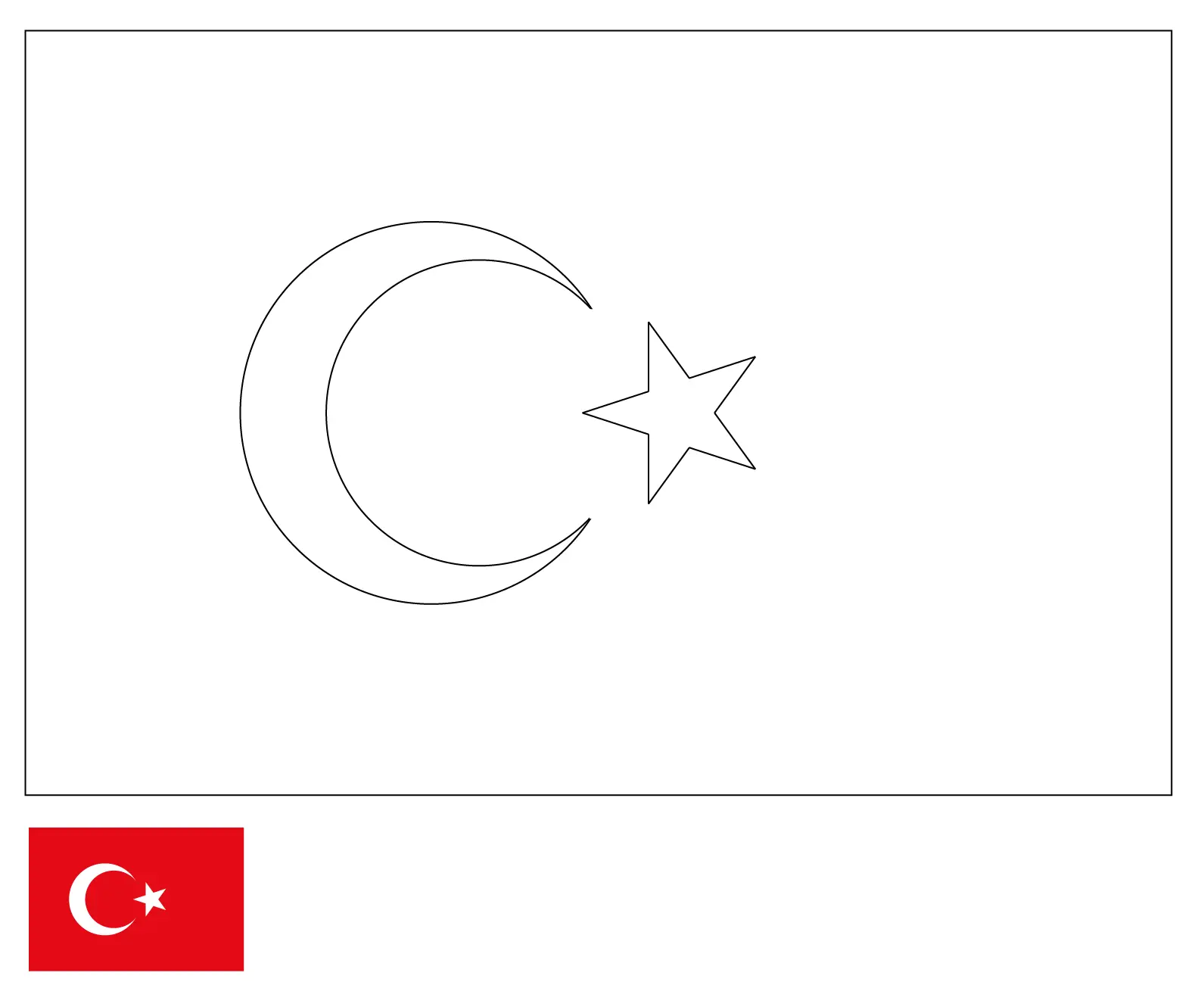 Coloriage Drapeau Turquie - Drapeau à imprimer