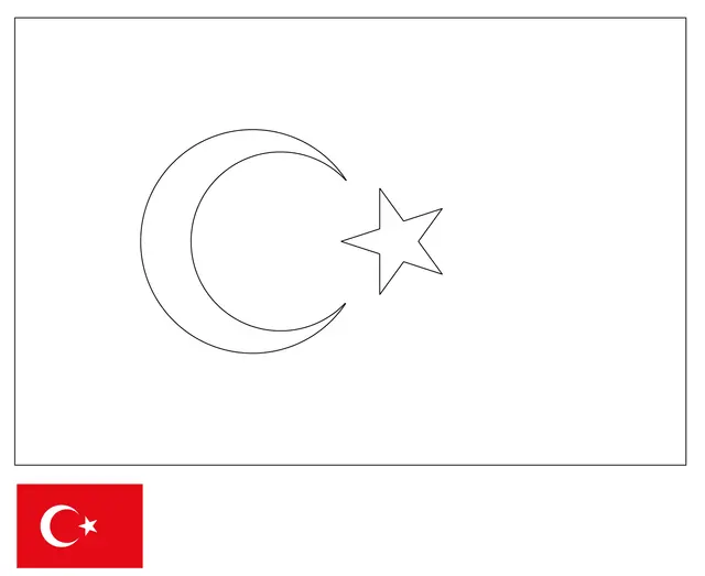 Coloriage Drapeau Turquie - Drapeau à imprimer