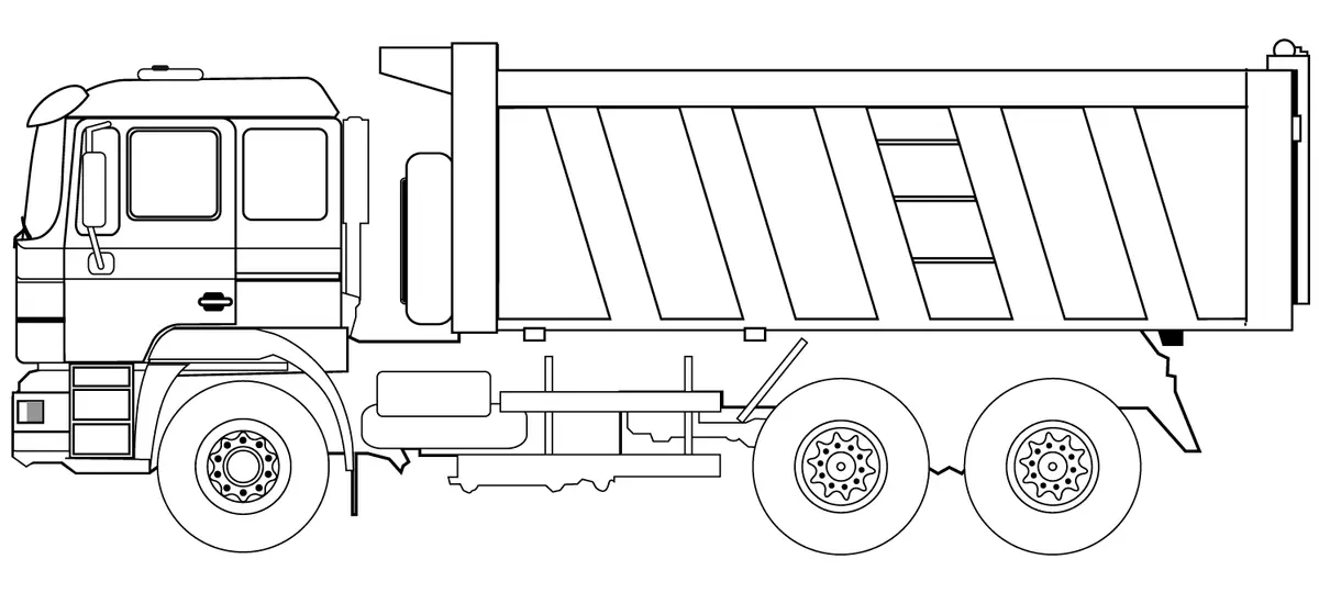 Ausmalbild Muldenkipper LKW zum Ausdrucken