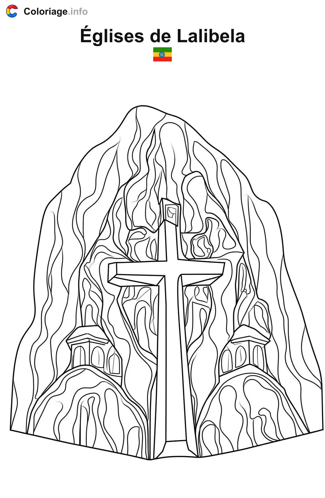 Coloriage Églises de Lalibela Éthiopie - Monuments à imprimer