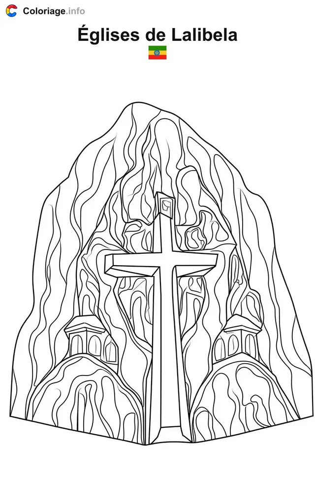Coloriage Églises de Lalibela Éthiopie - Monuments à imprimer