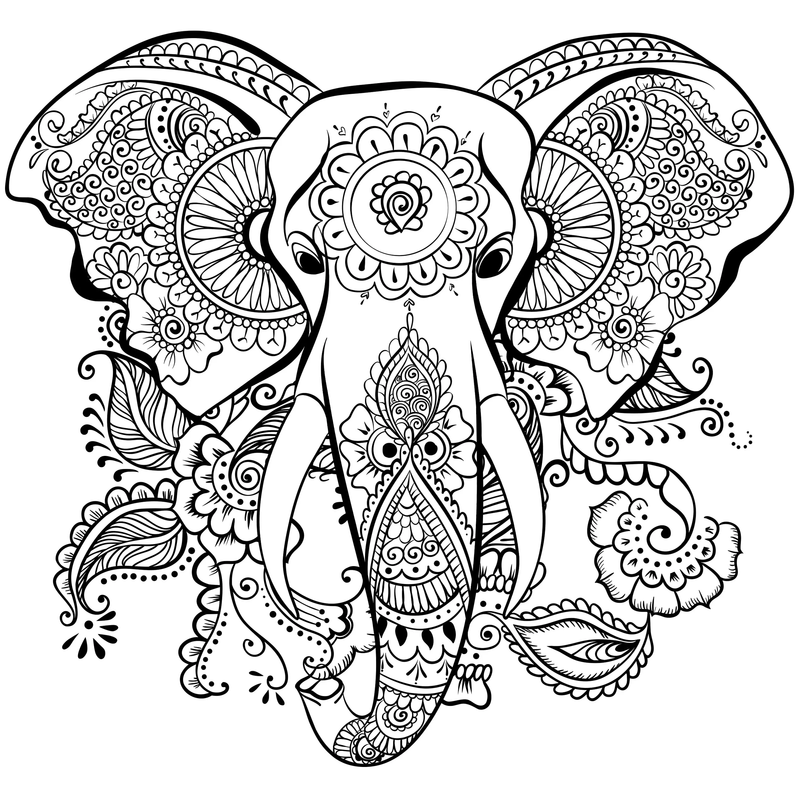 Coloriage Éléphant Anti Stress Adulte - Adulte à imprimer