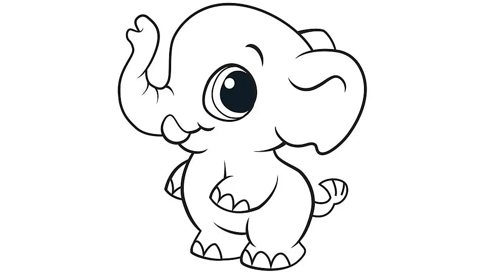 Ausmalbild Adorabler Elefant zum Ausdrucken