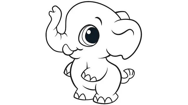 Coloriage Éléphant Adorable - Animaux mignon à imprimer