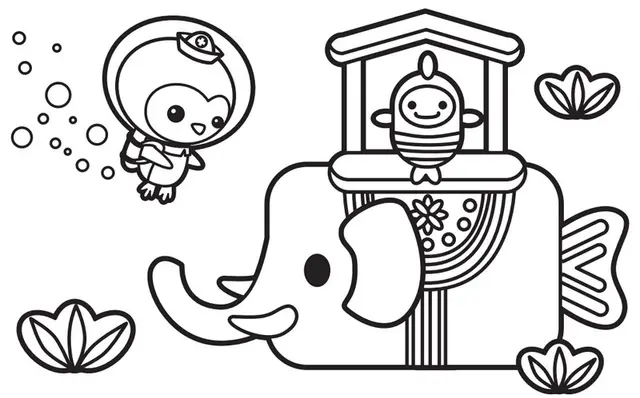 Kleurplaat Octonauts zeeolifant onderzeese ontdekkingsreiziger om te printen