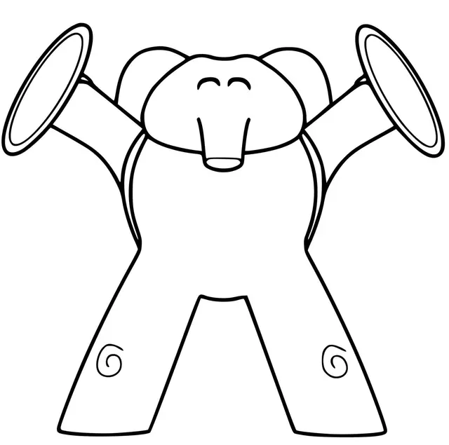 Kleurplaat Olifant Elly uit Pocoyo om te printen