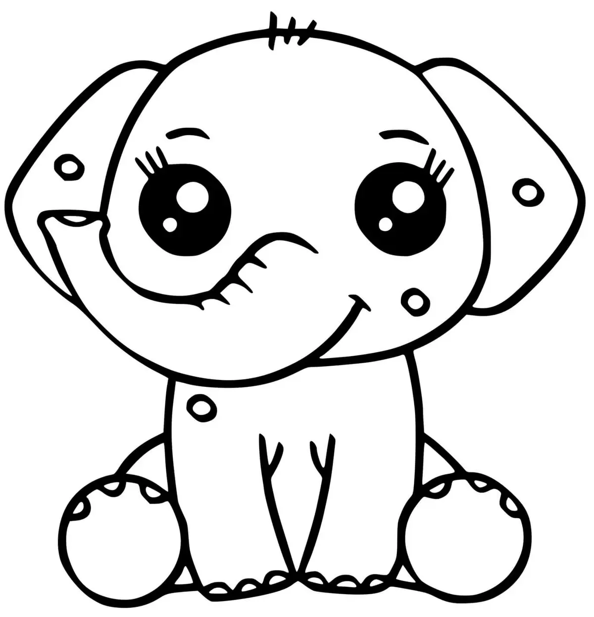 Kleurplaat Kawaii olifant kleurplaten om te printen