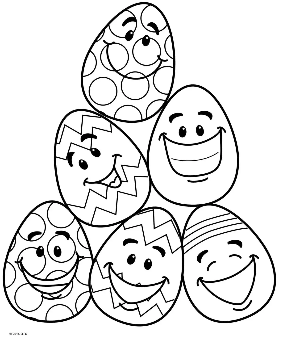 Disegno di Emoji Uova di Pasqua con Faccette Buffe da stampare