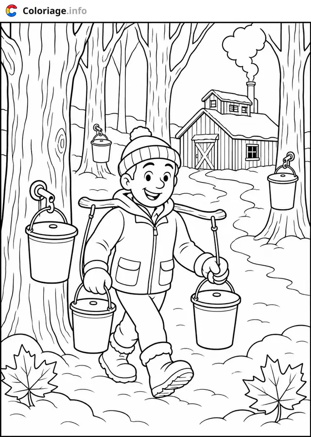 Desenho de Criança coletando água de bordo para colorir