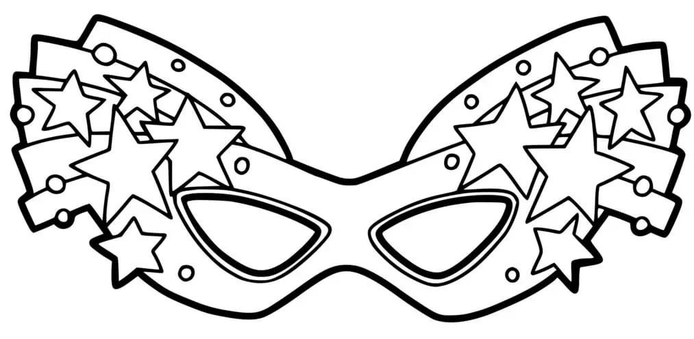 Coloriage Enfants Masque Carnaval Étoiles - Carnaval à imprimer
