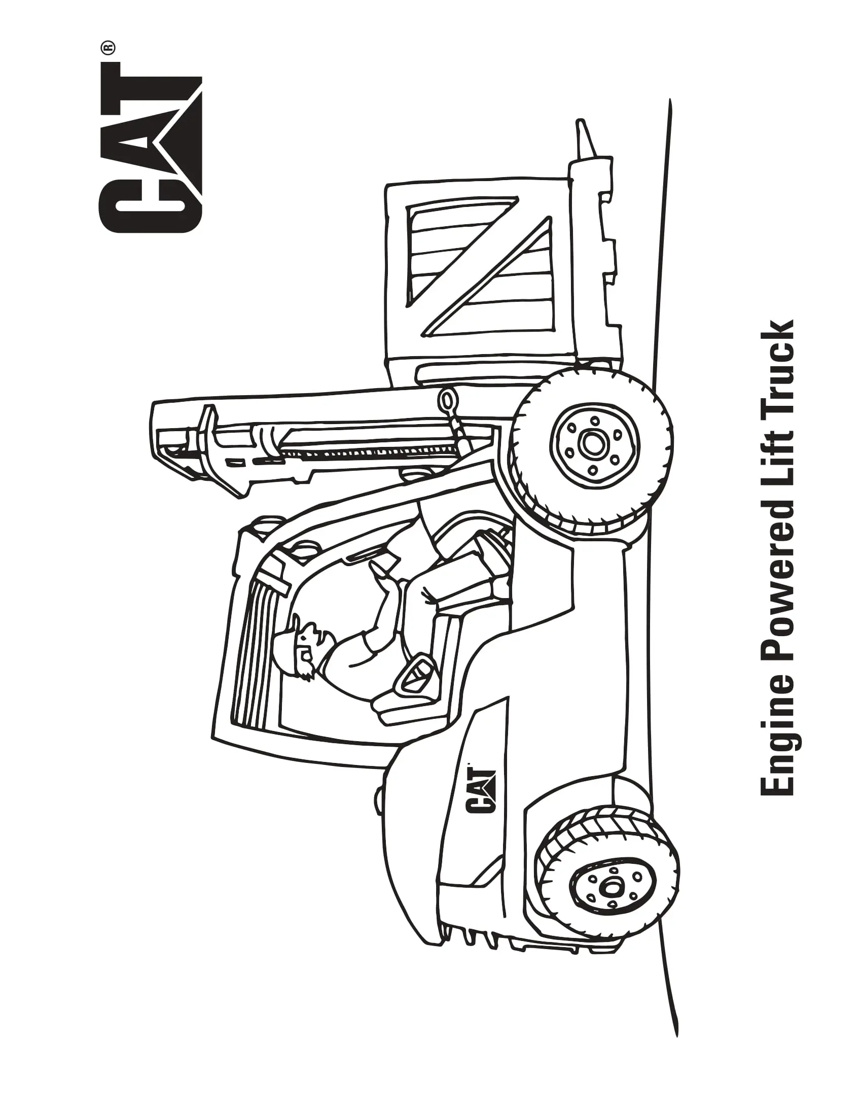 Coloriage Engine Powered Lift Camion Caterpillar - Camion à imprimer