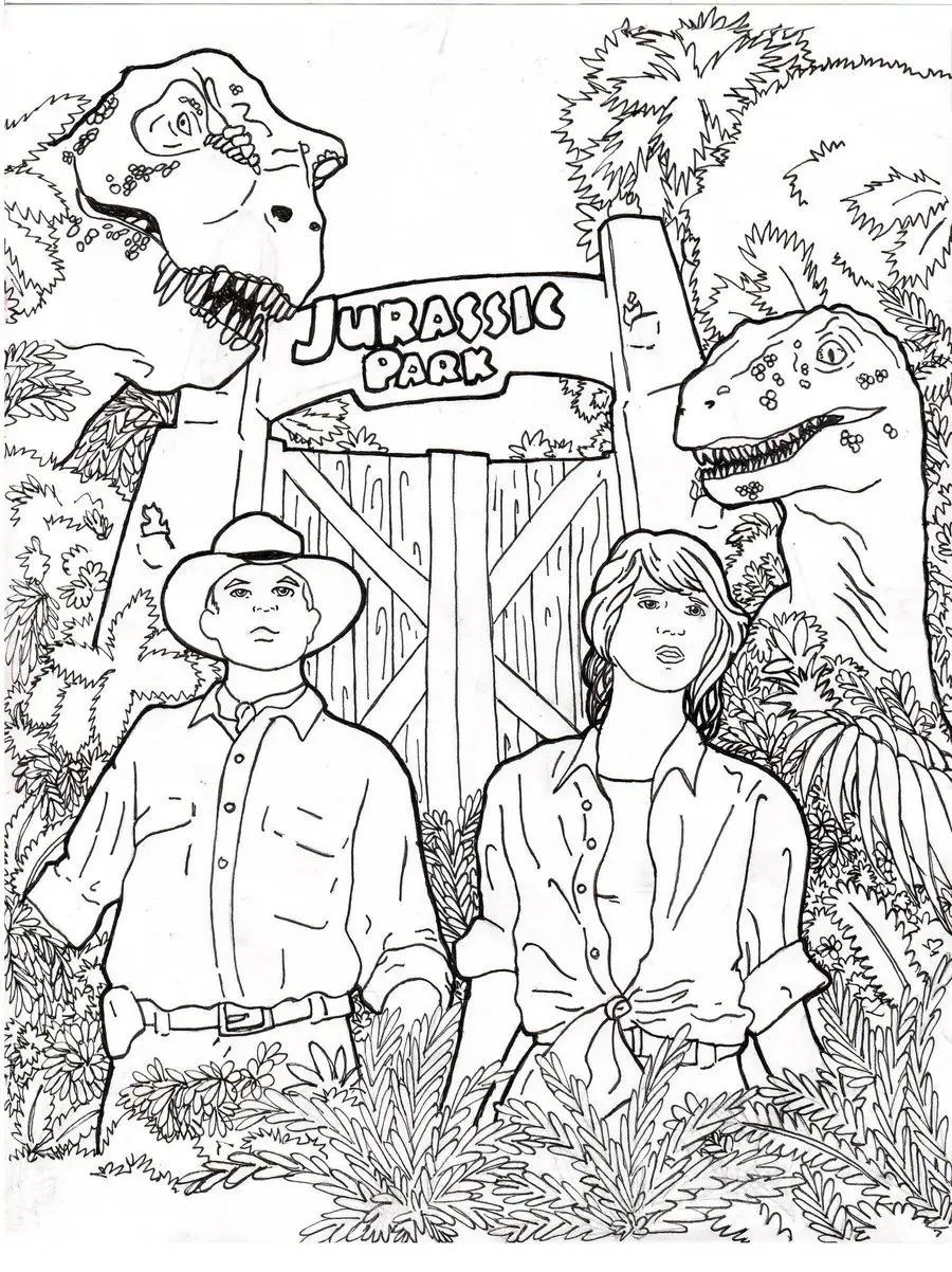 Disegno di Portale d'ingresso del parco di Jurassic World da stampare