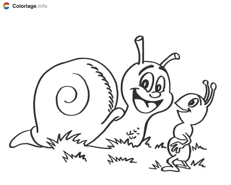 Snail and Ant coloring page to print