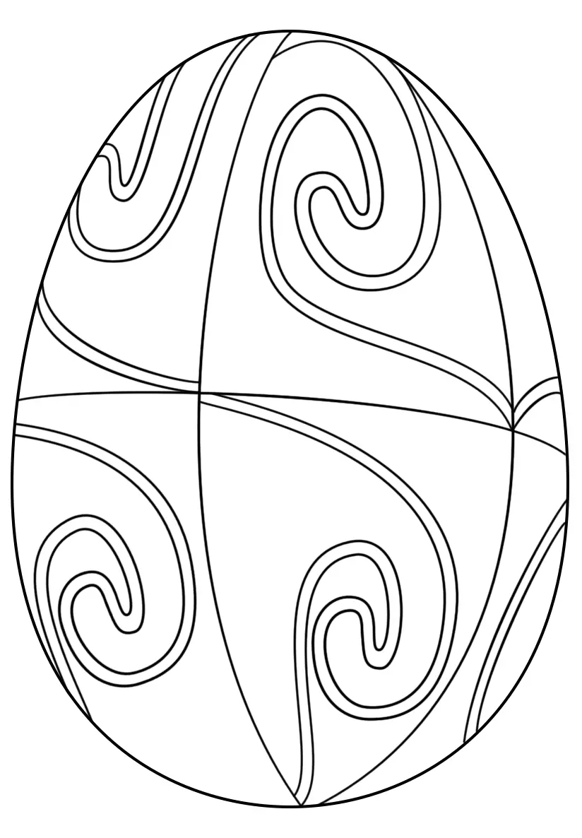 Disegno di Uovo di Pasqua con motivo a spirale da stampare