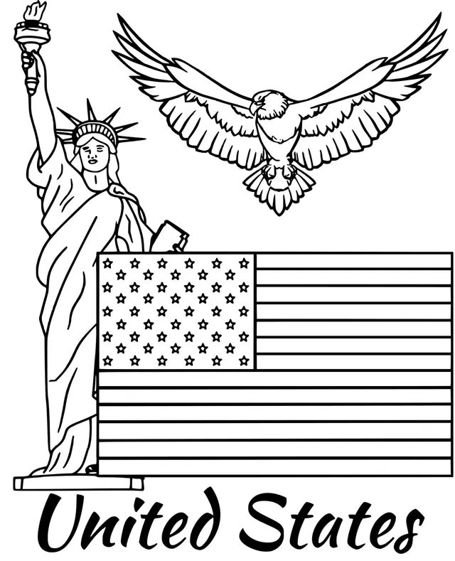 Coloriage États Unis Drapeau - Drapeau à imprimer