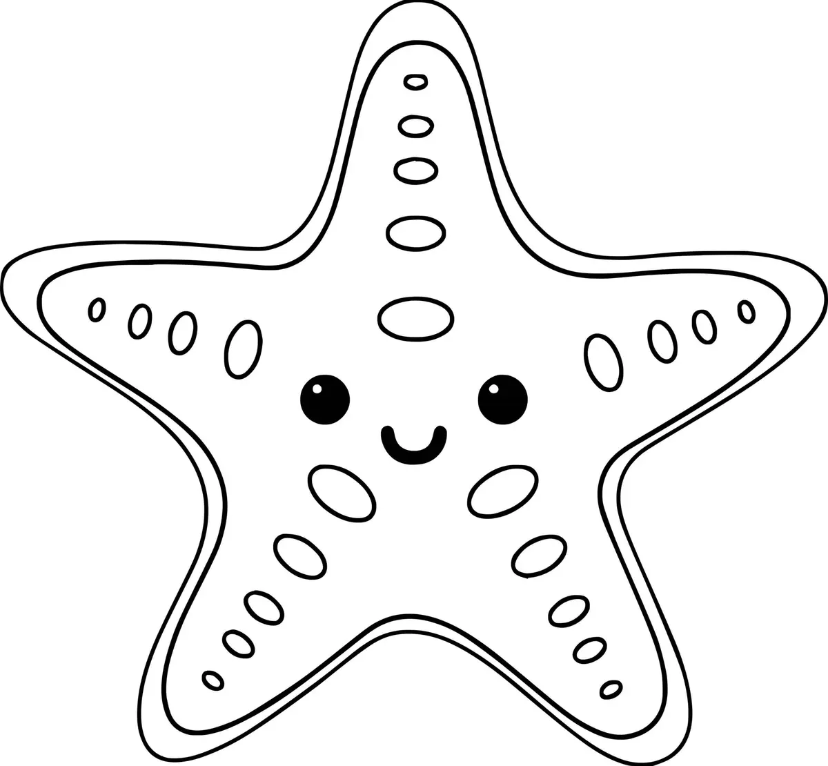 Ausmalbild Seestern Asteroidea Einfach zum Ausdrucken
