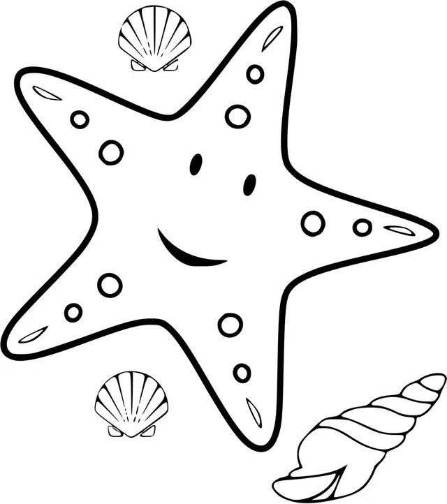 Starfish and Seashells coloring page to print