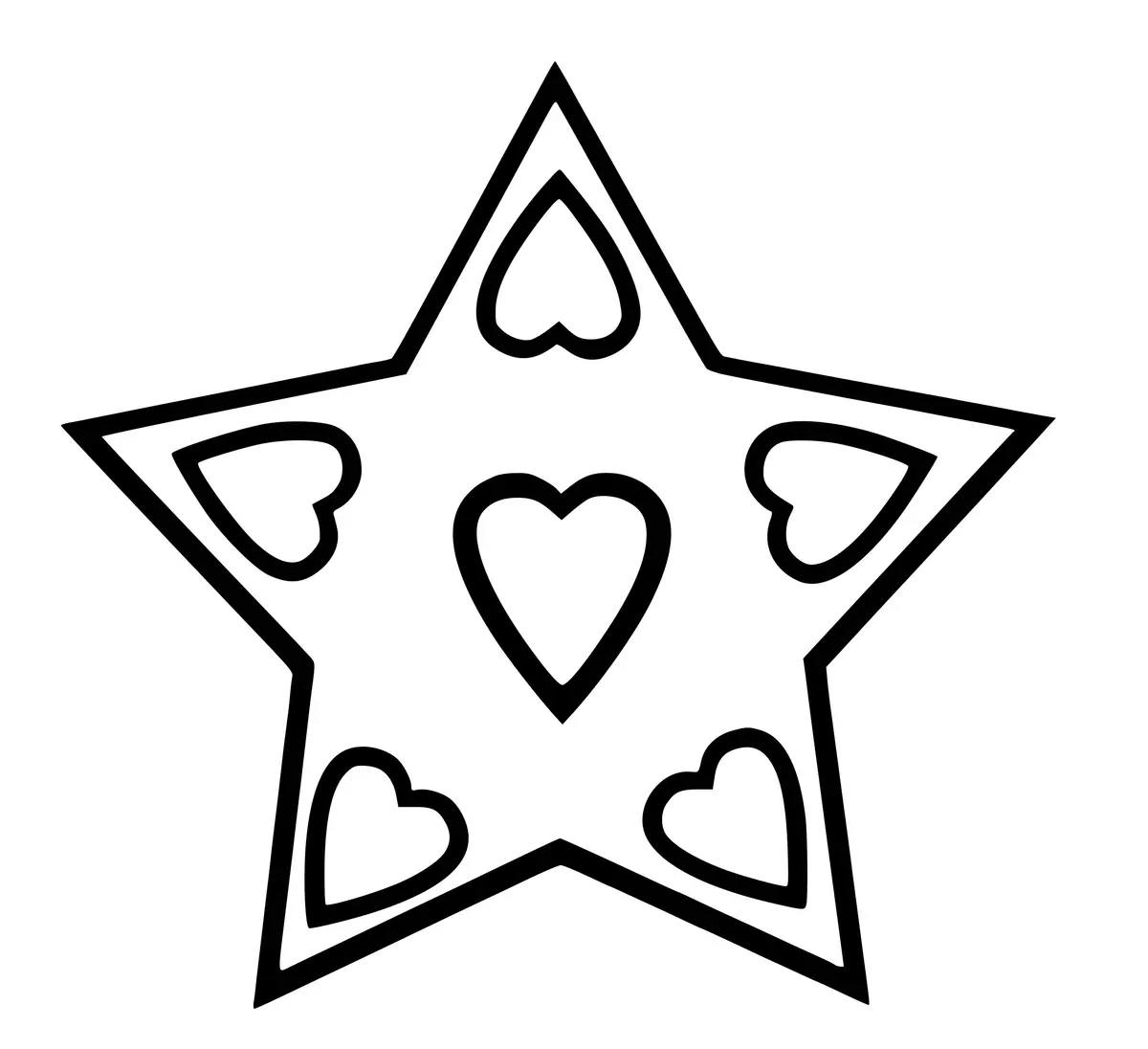 Star and Hearts coloring page to print