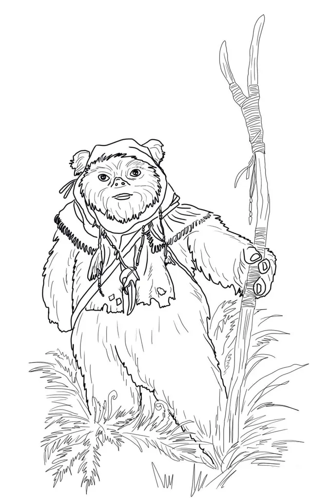 Coloriage Les Ewoks du Retour du Jedi - Star wars à imprimer