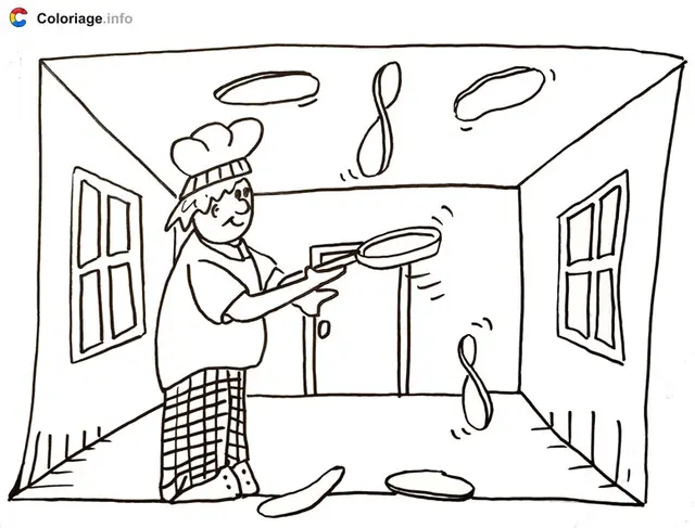 Desenho de Fazendo panquecas em casa para colorir