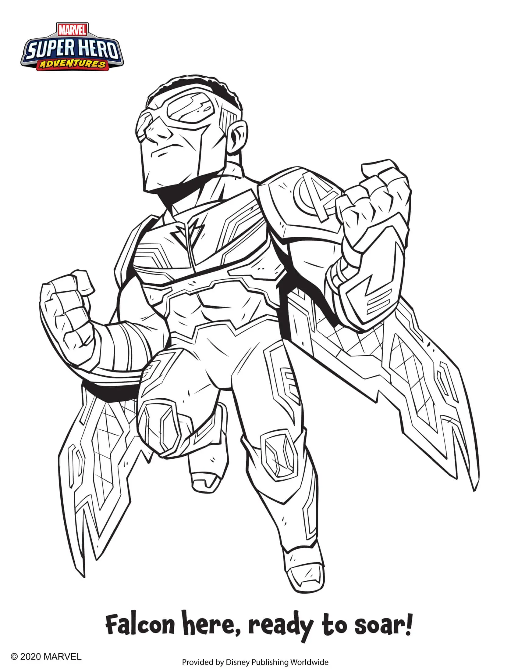 Coloriage Falcon Marvel Super Héros - Marvel à imprimer