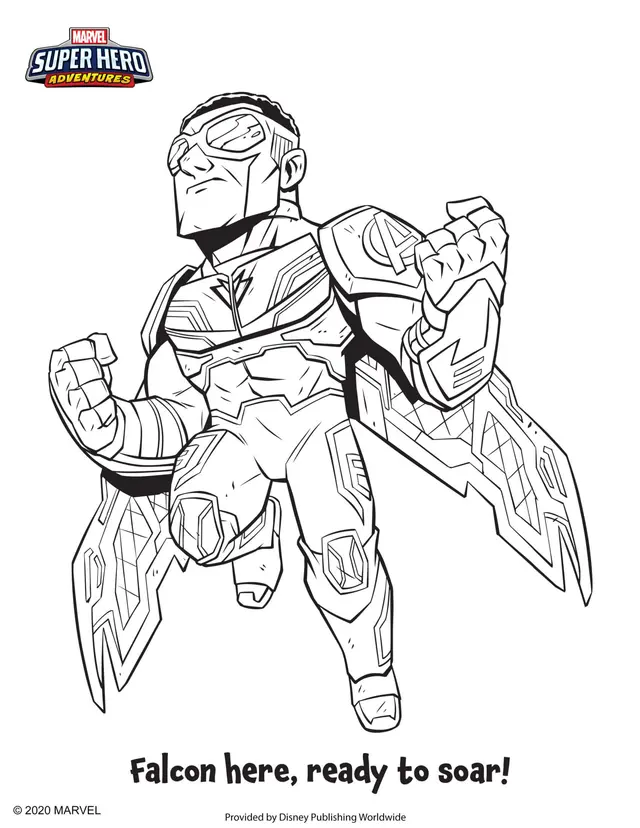 Coloriage Falcon Marvel Super Héros - Marvel à imprimer