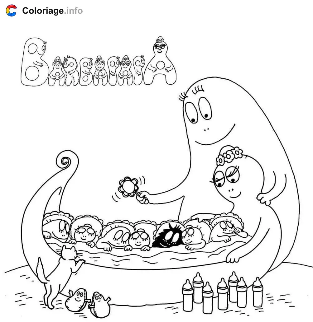 Barbapapa Family and the Children coloring page to print