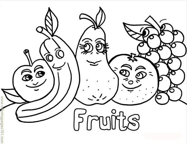 Coloriage Famille De Fruits - Fruits à imprimer