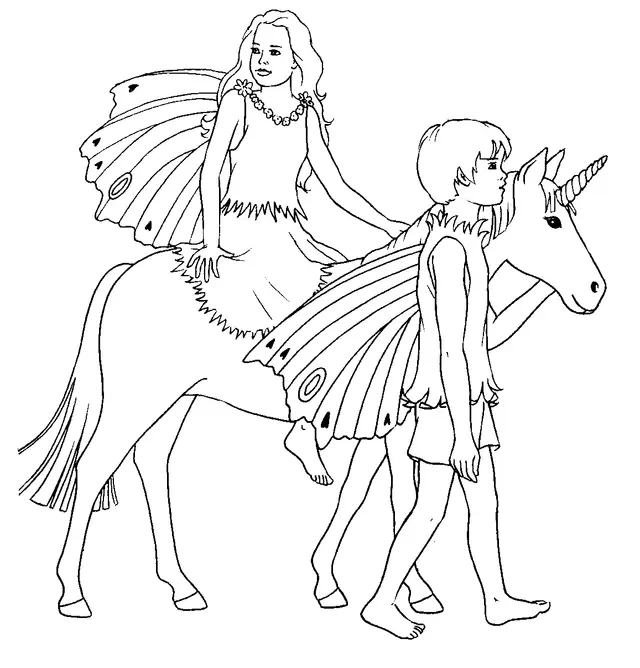 Coloriage Féeriques Licorne Fée - Fée à imprimer