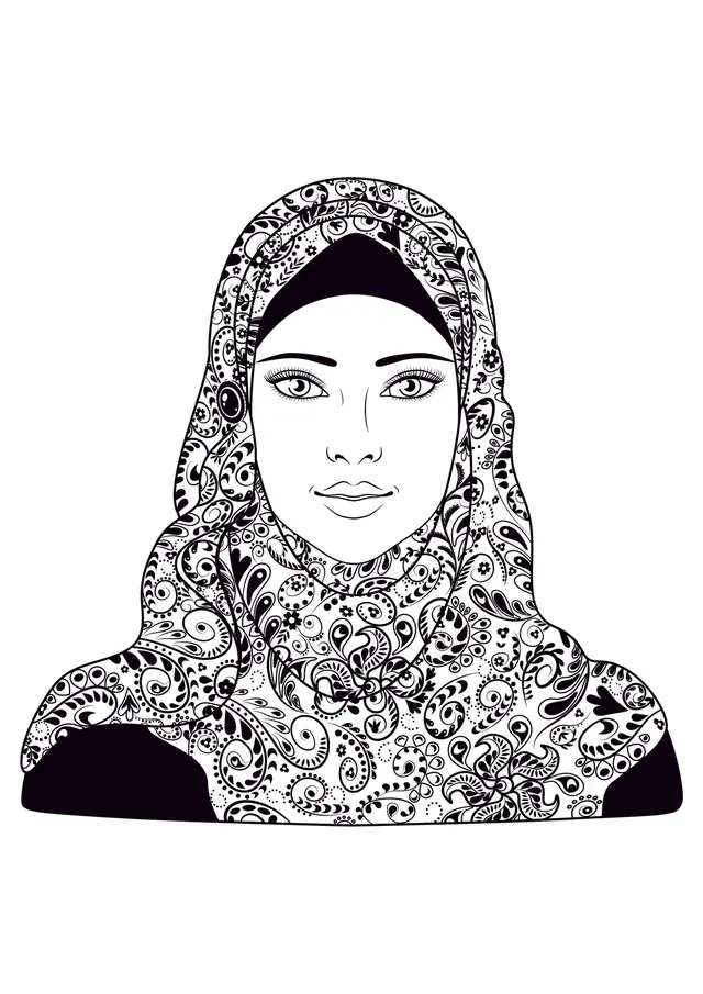 Coloriage Femme Voile Adulte Mandala - Ramadan à imprimer