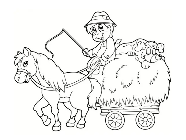 Coloriage Fermier Avec Le Poney - Poney à imprimer