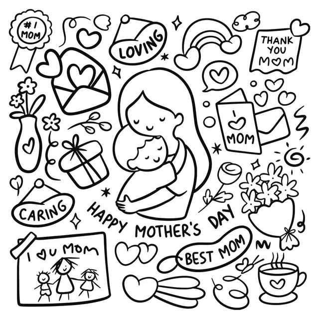 Coloriage Fête Des Mères Mothers Day Doodle - Fête des mères à imprimer