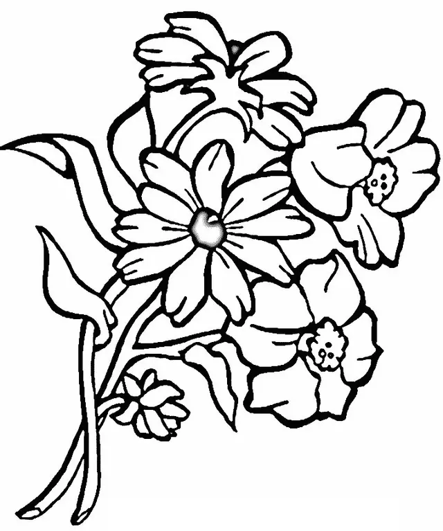 Coloriage Maman avec fleurs et cadeaux - Fête des mères à imprimer
