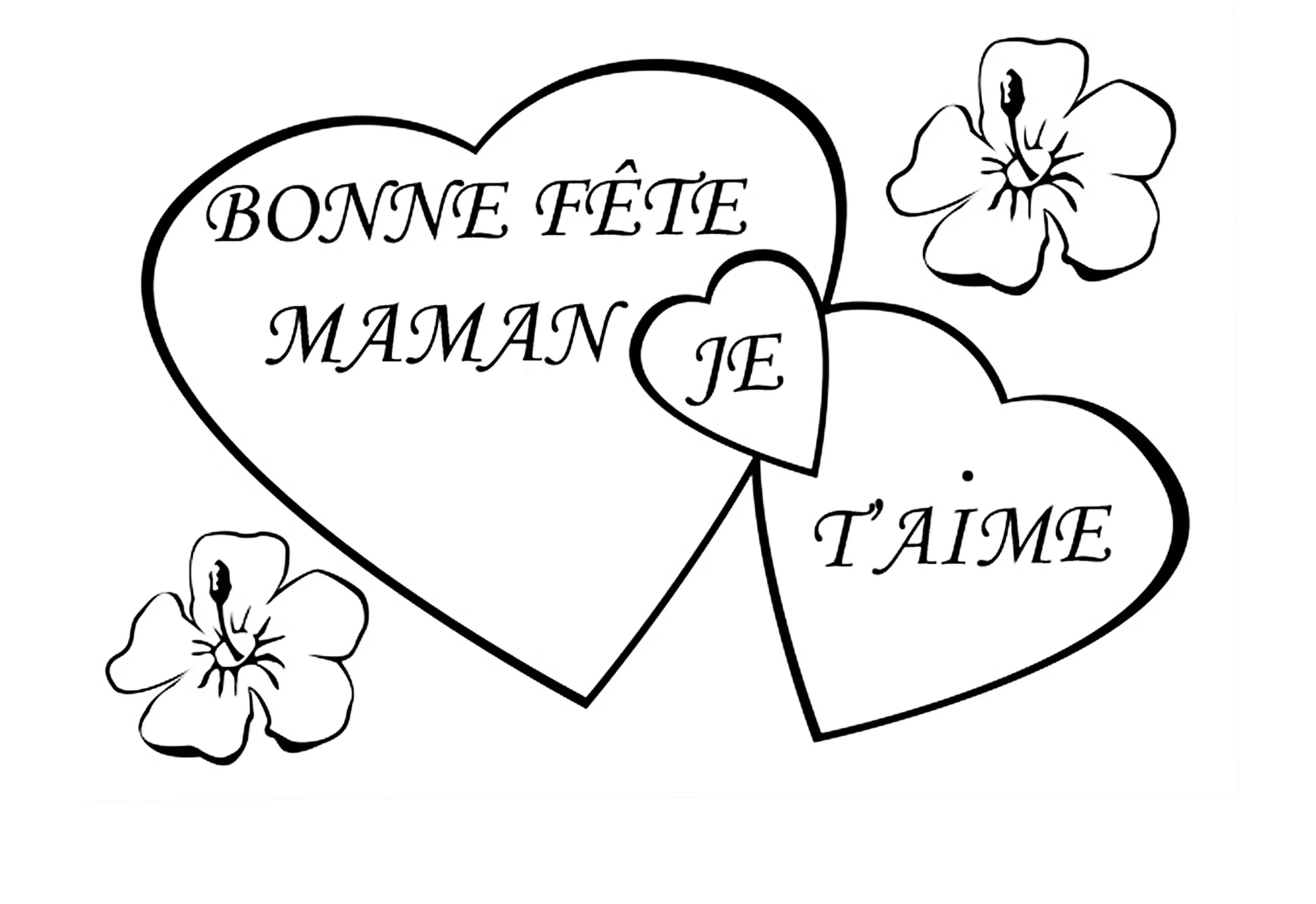 Coloriage Cœur fleuri pour maman avec papillons - Fête des mères à imprimer