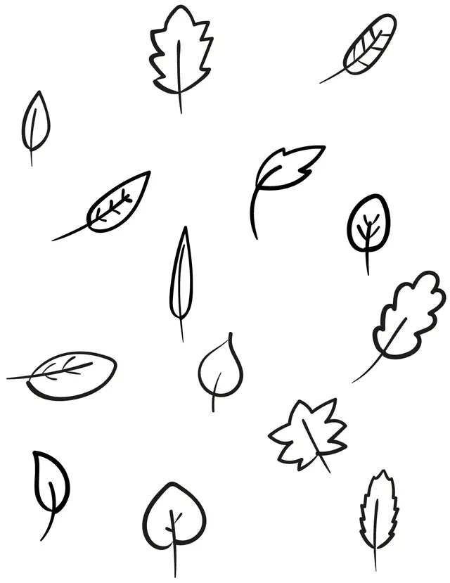 Kleurplaat Herfstbladeren om te printen