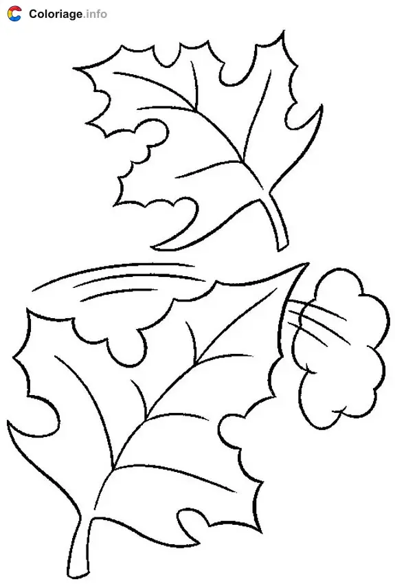 Coloriage Feuilles et vent - Automne à imprimer