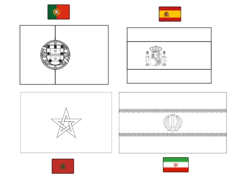 Coloriage Fifa Coupe Du Monde 2018 Groupe B Portugal Espagne Maroc Iran - Foot à imprimer