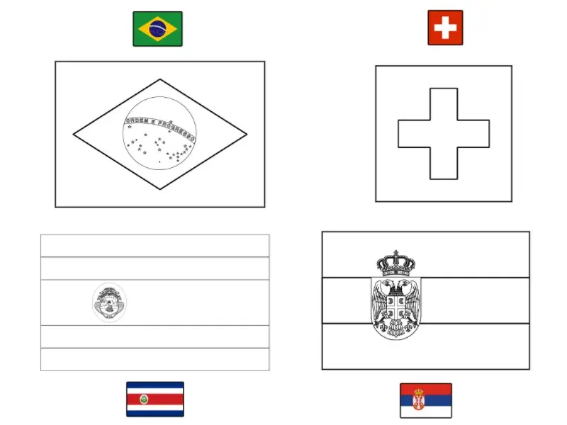 Coloriage Fifa Coupe Du Monde 2018 Groupe E Bresil Suisse Costarica Serbie - Foot à imprimer