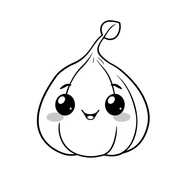 Kawaii Fig Fruit coloring page to print
