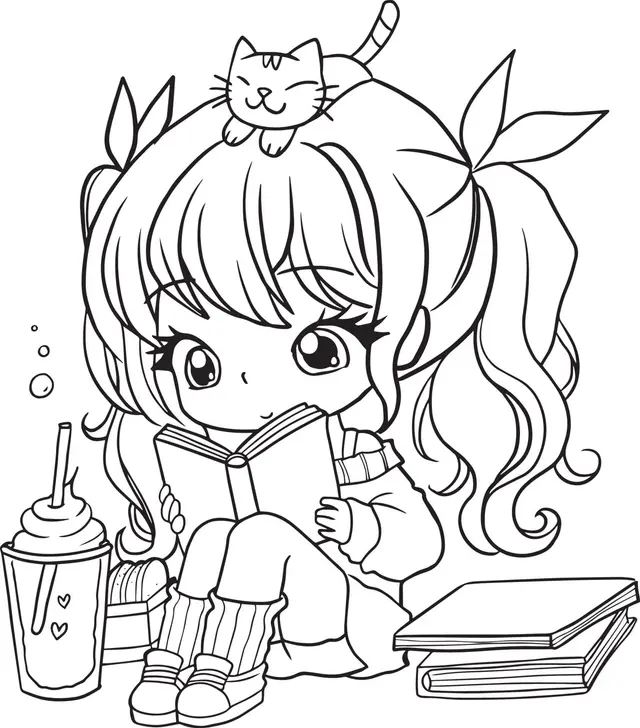 Coloriage Fille 8 Ans Aime La Lecture - Fille à imprimer