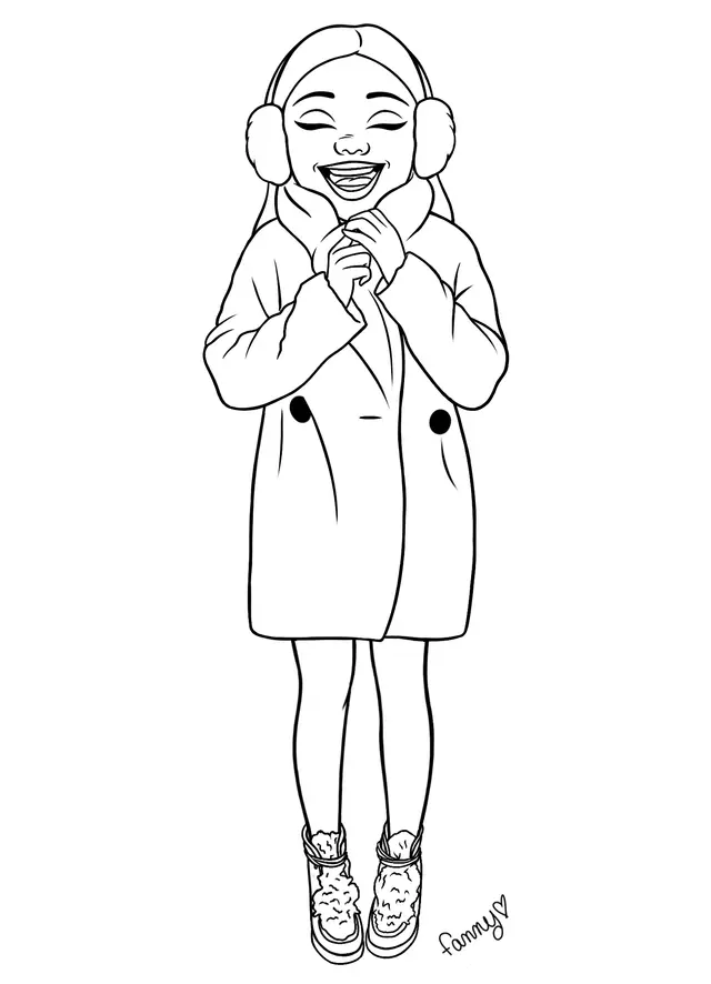 Coloriage Fille Ado Bien Au Chaud Avec Son Manteau - Fille ado à imprimer