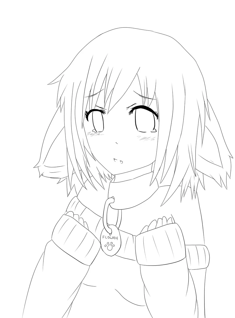 Manga Girl with Expressive Eyes coloring page to print