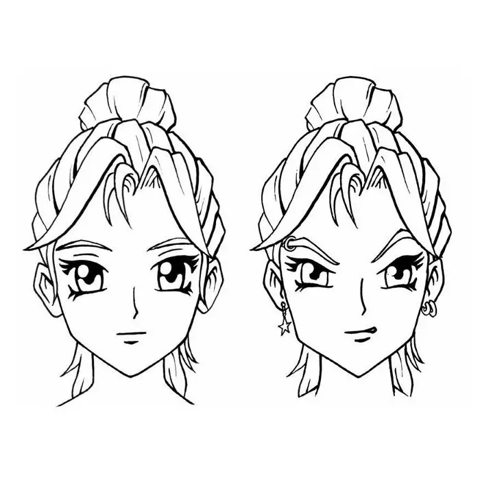 Expressive Manga Girl with an Intense Gaze coloring page to print