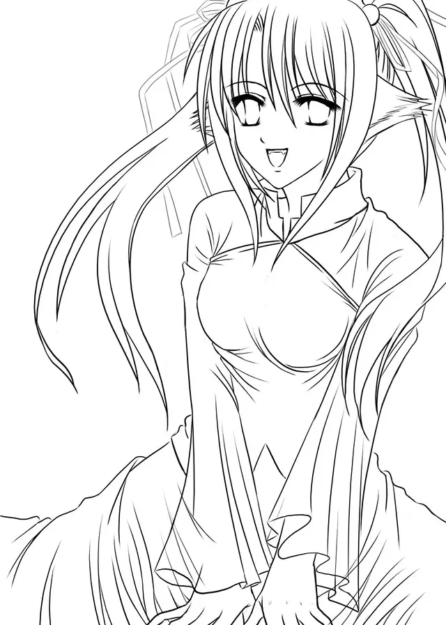Coloriage Demoiselle manga avec uniforme scolaire - Manga à imprimer