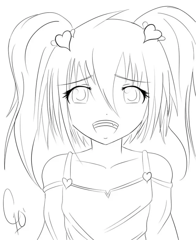Coloriage Jeune Fille Manga aux Grands Yeux Expressifs - Manga à imprimer
