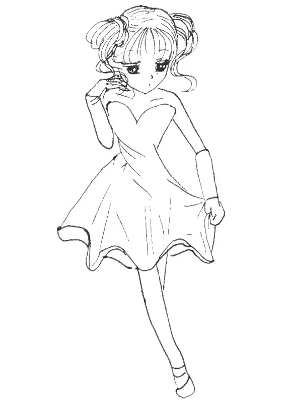 Kawaii Shojo Manga Girl coloring page to print