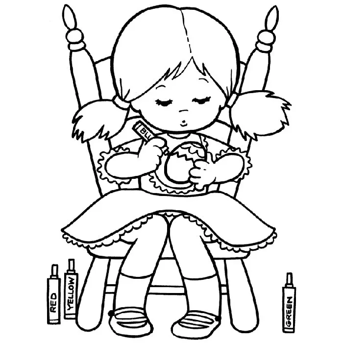 Coloriage Fille Pâques - Fille à imprimer