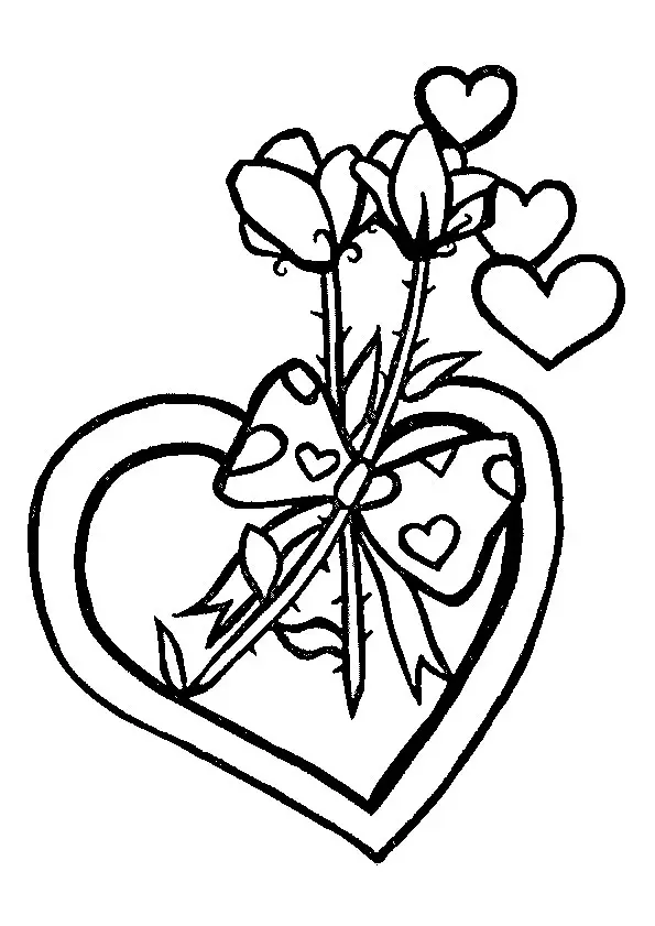 Coloriage Fleur Cœur - Saint-Valentin à imprimer