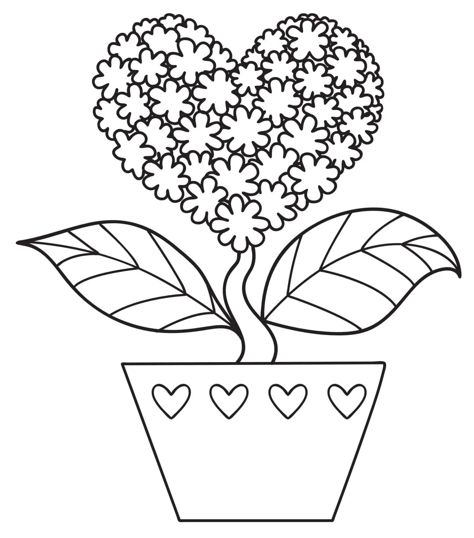 Coloriage Fleur En Forme De Cœur Nature - Saint-Valentin à imprimer